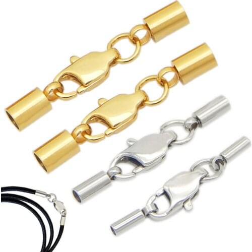 5pcs/lot High Quality Lobster Clasp Stainless Steel ClaspsTone Buckle Leather Cord Lock for DIY Leather Bracelet Jewelry Making