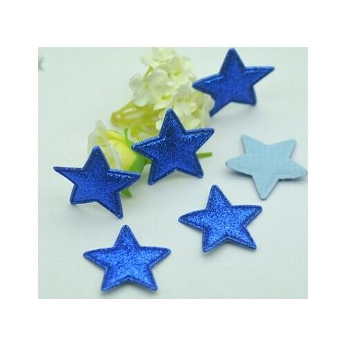 Free Shipping 20PCS/Pack 30mm Blue Glitter Fabric Stars,Fabric Patches,Clothing Patches,Sewing Supplies