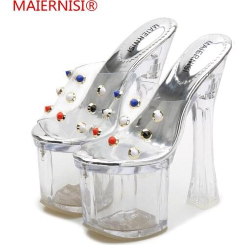 Sexy Summer Fashion High Heels Sandals Slippers Transparent Crystal Platform Wedges Shoes 18 CM Women Jelly Sandals