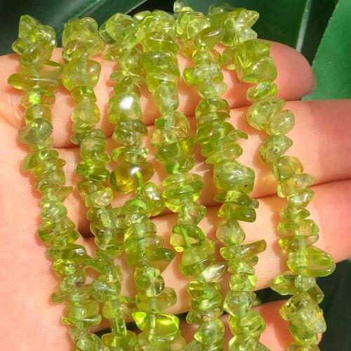 AAA 5-8mm Natural Irregular Freeform Green Peridots Crystal Chips Stone Gravel Beads For Jewelry Making DIY Bracelet Necklace