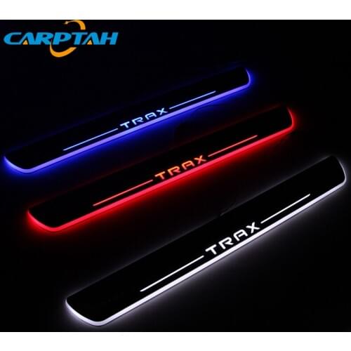 Carptah Moving LED Car Light Door Sill Scuff Plate Pathway Dynamic Streamer Welcome Lamp For Chevrolet Trax 2015 - 2017 2018