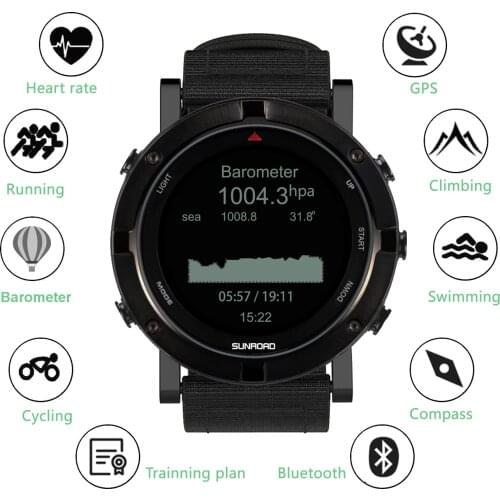 SUNROAD Digital Army Green 2021 New Smart Sports Men Watch With Relogio GPS Heart Rate Altimeter Compass Barometer Wristwatch