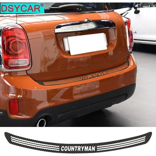 DSYCAR 1Pcs Car Styling Rear bumper Trunk Edge Protector Guard Trim 5D Carbon Fibre Vinyl Decal stickers for MINI R60 Stickers