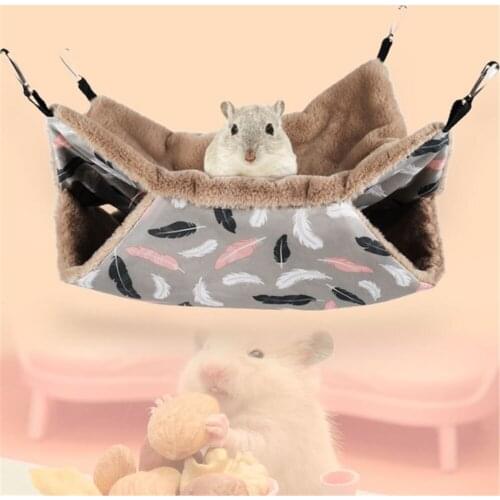 Double-Layers Pet Hammock Soft Plush Hanging Bed for Hamster Chinchilla Household Small Pet Winter Warm Hanging Nest Large Cage