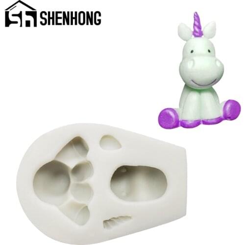 SHENHONG DIY Birthday Party Sugar Craft Unicorn Shape Silicone Fondant Cake Mold Baking Accessories Dessert Decorating Mould