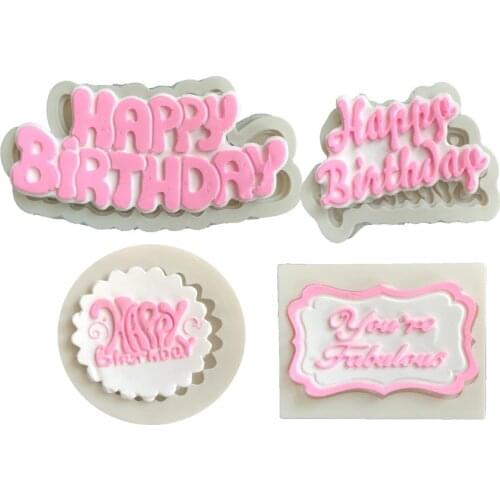 Happy Birthday Letter form silicone mold chocolate fondant cake decoration Tools cupcake mould