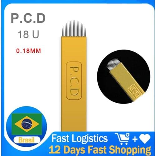 PCD Needles 0.18mm/0.25mm 100pcs/1000pcs 12pin 12U14pin 18U Makeup Microblading Needles Manual Tattoo Pen Disposable For 3D