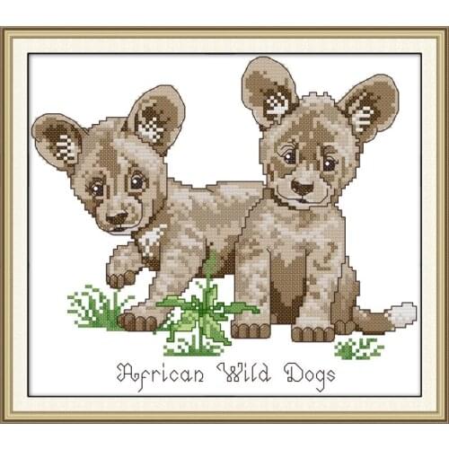 Joy Sunday New Arrival African Wild Dog Animal Painting Needlework Cross Stitch Set for Embroidery Kit Christmas Gift Home Decor