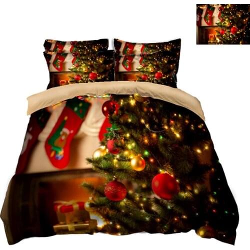 Duvet cover Christmas 3D bedding sets Twin king Queen Custom size bedsheet Pillowcase bed cover Bed Linen Textiles Drop Ship