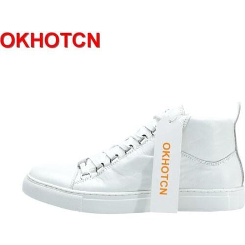 Fashion MenS Casual Shoes Lace Up Height Increasing Shoes Men White Leather Sneakers Solid Spring Autumn Moccasin Shoes 2019