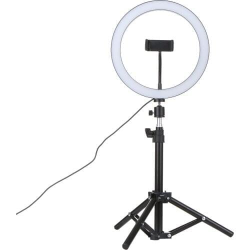 LED Light Round Selfie Camera Lamp with Telescopic Tripod USB Powered Operated LED Selfie Ring Light Camera Makeup Lamp