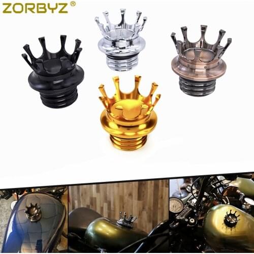 ZORBYZ Black/Chrome/Copper/Gold Motorcycle Gas Cap Crown Fuel Tank Cap For Harley Road King Sportster XL Dyna