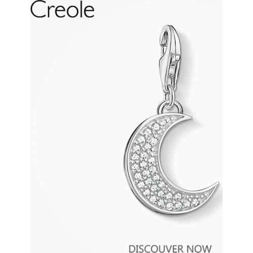 CZ Pave Moon Charms Pendant,2020 Spring Brand New Europe Fashion New Jewelry Romantic 925 Sterling Silver Gift for Women Girls