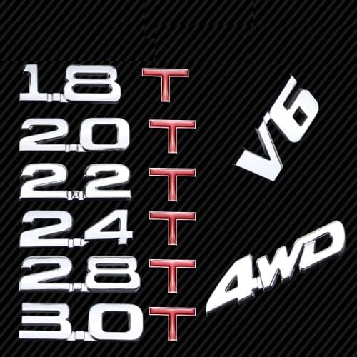 Metal 3D 1.4 1.5 1.6 1.8 2.0 2.2 2.4 2.5 2.8 3.0 T L Logo Good Quality 3D Car Sticker Rear Trunk Emblem Tail Badge Displacement