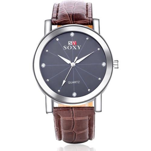 2020 Fashion Wrist Watch SOXY Luxury Brand Male Quartz Watch Sale Items Boy Leather Designer Rhinestone Watches Men Montre Homme