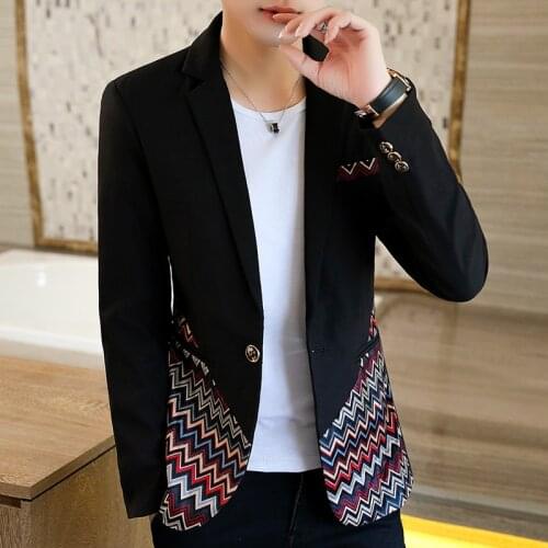 Fashion Mens Slim Fit Blazer Jacket Club Stylish Mixed Color Men Coat One Button Men Suit Jacket D021