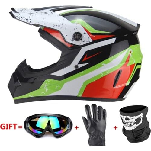 Motorcycle Helmet Green Casco Moto Off Road Helmet ATV Dirt Bike Downhill MTB Capacete Moto Glasses Motocross Helmet Casco Moto