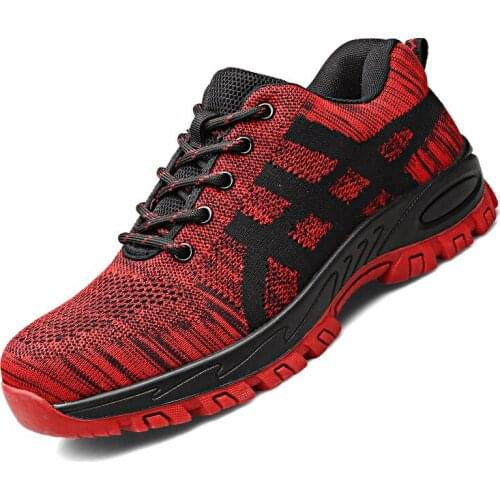 Mens Steel Toe Work Shoes for Men Boots Lightweight Breathable Anti-Smashing Non-Slip Anti-static Safety Shoes Protective Shoes