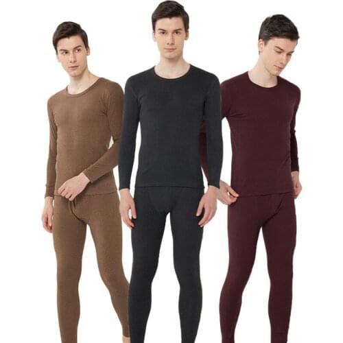 Mens Winter Thermal Underwear Male Long Thermal Suit Comfortable Warm Tops Pants Piece Set Thermal Underwear set