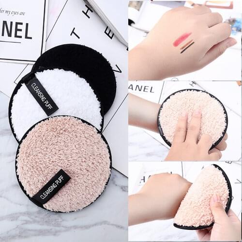 1pc Soft Cotton Microfiber Makeup Remover Pads Reusable Face Cleaning Towel Washable Lazy Powder Sponge Puff Skin Care