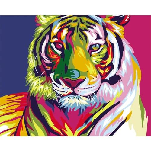 Frameless Coloring By Numbers Animal Coloured Tiger Wall Pictures for Living Room Canvas Painting Wall Art DIY Unique Gift