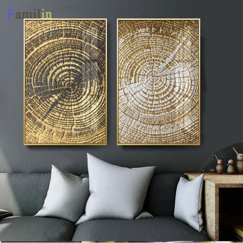 Wall Decorative Painting Posters and Prints Wall Art Canvas Painting Abstract Golden Leaf Pictures for Living Room No Frame