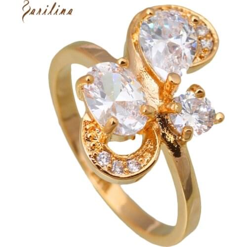 New 2020 Latest Design Top Quality Fashion Jewelry White Crystal Gold Ring Size 6 7 8 9 R214
