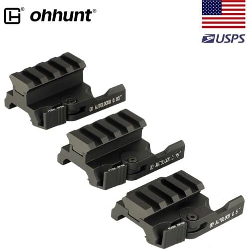Ohhunt QD Autolock Quick Release Mount Adapter Metal Compact Mount fit Hunting Red Dot Scope 21mm Picatinny Rail Base