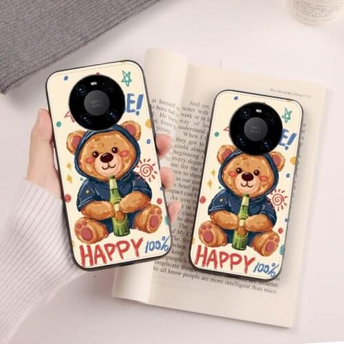Beer Bear Case for 5G Huawei Mate 30 Happy Bear Cover for Huawei Mate 40 Pro+ Dermatoglyphic Soft Shell for Huawei Mate 40 30 5g