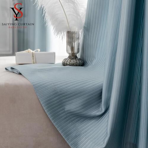 Striped Blackout Curtain For Bedroom High Quality Thick Curtains For Living Room Solid Cotton Window Curtain Custom Hotel Decor