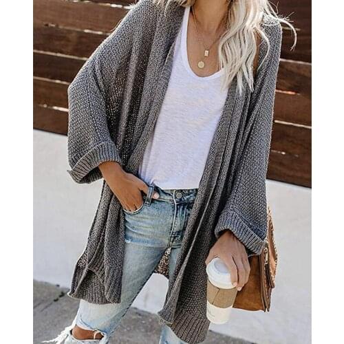Casual Long Knitted Cardigan Women Tops Mujer Vintage Loose Sweater Coat Solid Oversized Jumper Fashion Clothes
