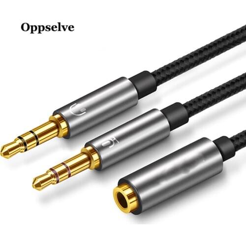 Oppselve Splitter Headphone For Computer 3.5mm Female to 2 Male 3.5mm Mic Audio Y Splitter Cable Headset For PC Laptop Adapter