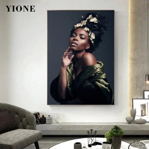 Sexy African Woman Canvas Painting Custom Modern Black Girl Art Figure Picture Print Wall Poster for Living Room Bedroom Decor