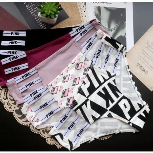Sexy Women Panties Cotton Letter PINK Underwear Seamless Thongs Low Waist G-String Lady Intimates Sport Girls Lingerie Briefs
