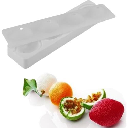 Silicone Mold for Cake 3D Handmade Bakeware DIY Mould Jelly Pudding Candy Chocolate Cupcake, 4 Holes Lemon Shape