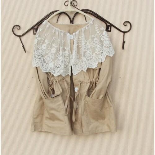 2020 Spring Girls Trench Coat Kids Girls Clothes Fashion Lace Patchwork Cotton Outerwear Windbreaker Children Clothes 2 Colors