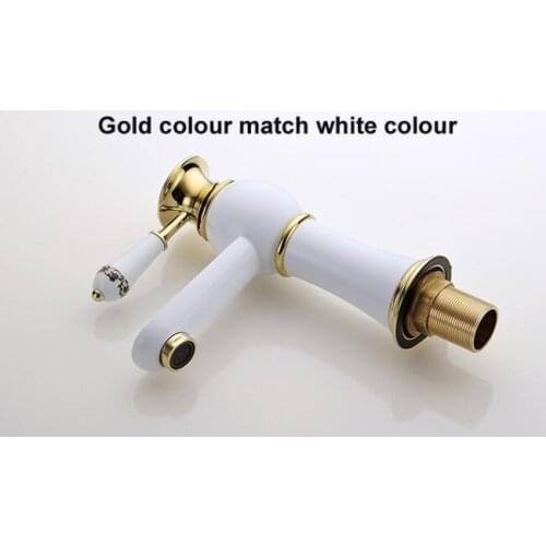Vidric On sale White Paint Ceramic Golden Polished basin Faucets bathroom fashion sink faucet washbasin taps mixer home supplies