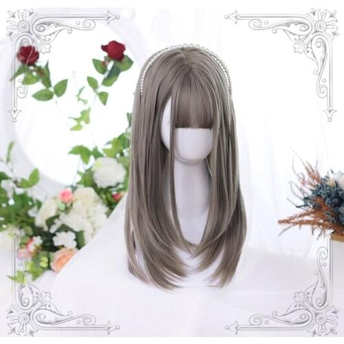 High Quality Soft Girl Lolita Sinny Shock Haircut Multicolor Mid-Lengthv Wig Costume Party