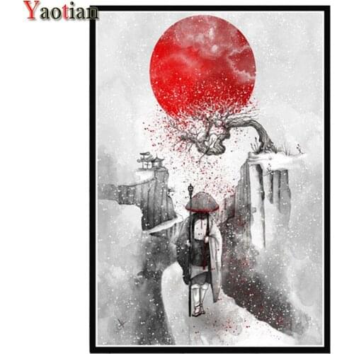 Japanese Bushido 5D DIY Diamond Painting Cross Stitch Samurai Full Square Round Drill Mosaic Embroidery Cross Stitch Home Decor