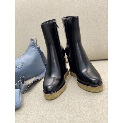 New Hot Sale Winter Shoes Woman Concise Genuine Leather Ankle Boots Woman Round-Toes Wedges Boots Woman Short Boots Botas Mujer