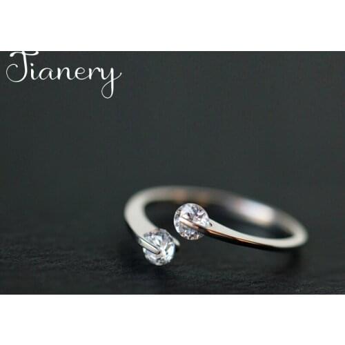 JIANERY Vintage Retro Silver Color Zircon Rings For Women Open Finger Rings Bridal Wedding Jewelry Anillos Mujer
