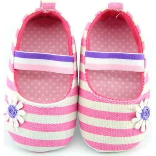0-18 Month Infant Baby First Walker Girl Canvas Striped Soft Sole Shoes Crib Shoes Infant Prewalkers 2021