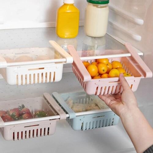 1pcs Kitchen Storage Shelf Adjustable Stretchable Refrigerator Storage Box Drawer Shelf Vegetable Fruit Organizer Box Rangement