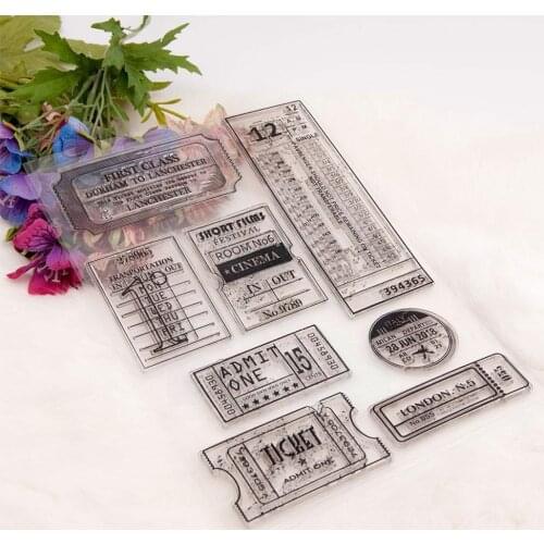 1Pc Vintage Tickets Postmarks Clear Stamps Silicone Making Stamp Card New Decorative Scrapbooking Stamp Photo Seal Album Fo F9P8