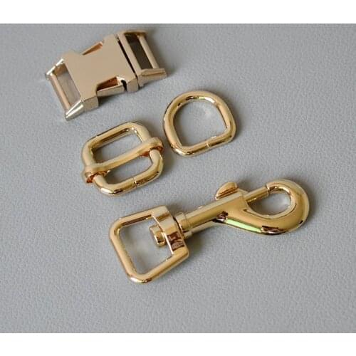 100 set 15mm Metal adjuster button belt straps slider breakaway buckle spring hook diy dog collar leash sewing accessories
