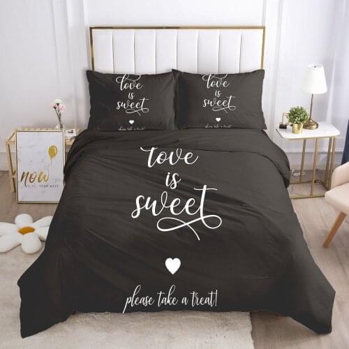3D Bedding Set Quilt Covers Comforter Cases Bed Linen Duvet Cover Sets Full Twin Single King Queen Size Letter Design Bedclothes