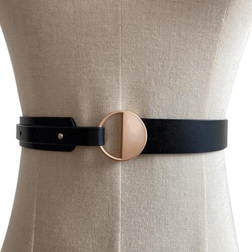 40% Dropshipping!!Waistband Elliptical Tail Wear-resistant Simple Women Faux Leather Alloy Buckle Waist Belt for Party