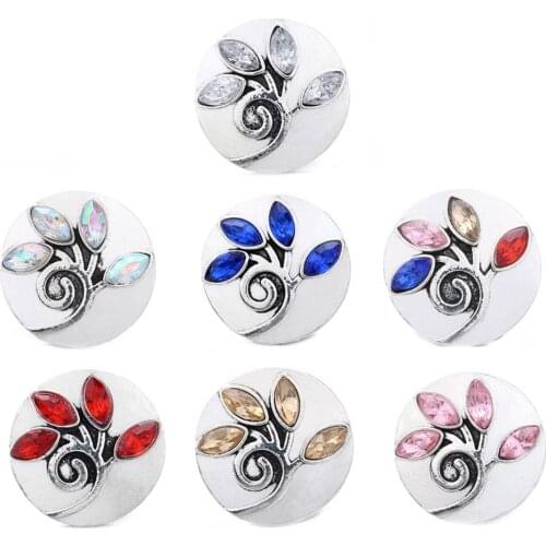 5pcs/lot New Snap Button Jewelry Colorful Rhinestone Flower Snap Jewelry Fit 18mm Snap Necklace Bracelets Women Men Jewelry
