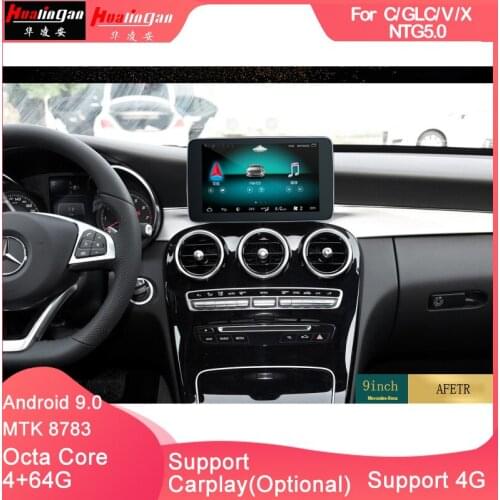 Hualingan 9inch For Benz C/GLC/V/X NTG5.0 car gps dvdplayer multimedia Android9.0 Octa Core 4G internet 64G storage WIFI Carplay