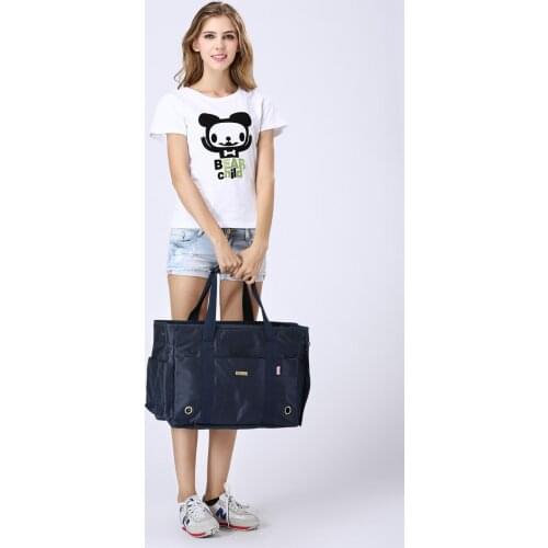 Free Shipping Navy Blue Nylon Double-stranded Pet Dogs Carrier Bag Fashion Small Puppy Dogs Bag